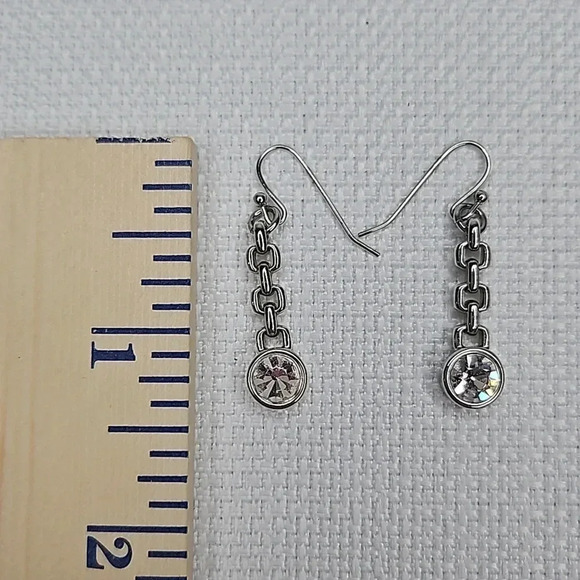 Lia Sophia Drop Sparkle Silver Chain Link Earrings - Picture 3 of 9